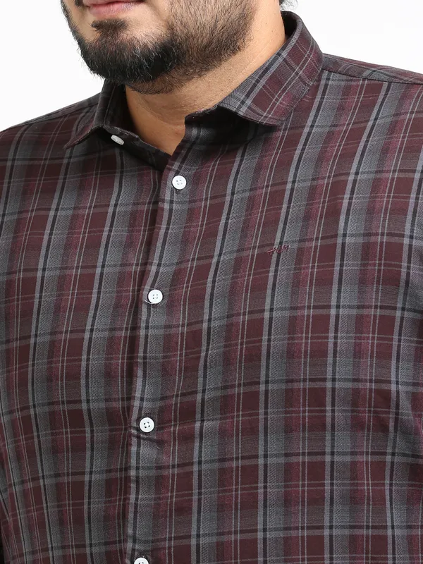 Franciscoo_Woody_Brown_Cotton_Plus_Size_Checks_Shirt_For_Men