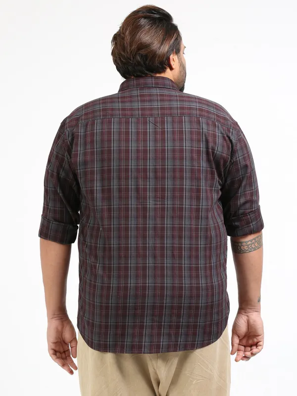 Franciscoo_Woody_Brown_Cotton_Plus_Size_Checks_Shirt_For_Men