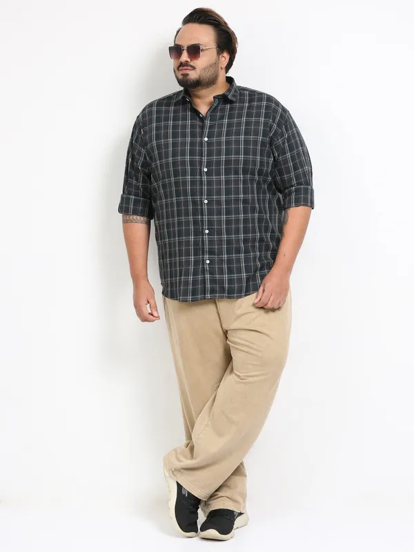 Franciscoo_Charcol_Cotton_Plus_Size_Checks_Shirt_For_Men