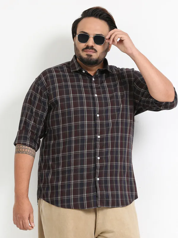 Franciscoo_Thunder_Cotton_Plus_Size_Checks_Shirt_For_Men