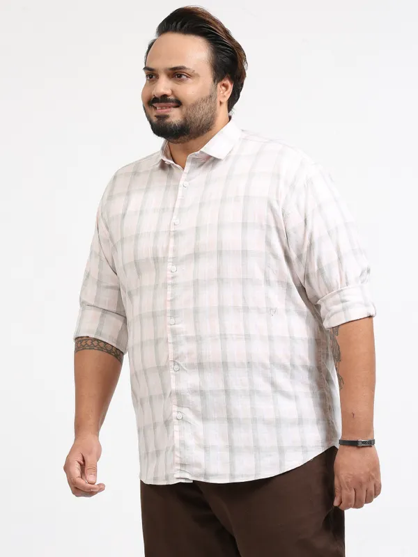 Franciscoo_White_Smoke_Cotton_Plus_Size_Checks_Shirt_For_Men