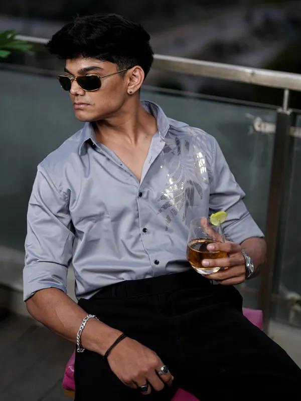 Oslo_Light_Grey_Cotton_Printed_Shirt_For_Men