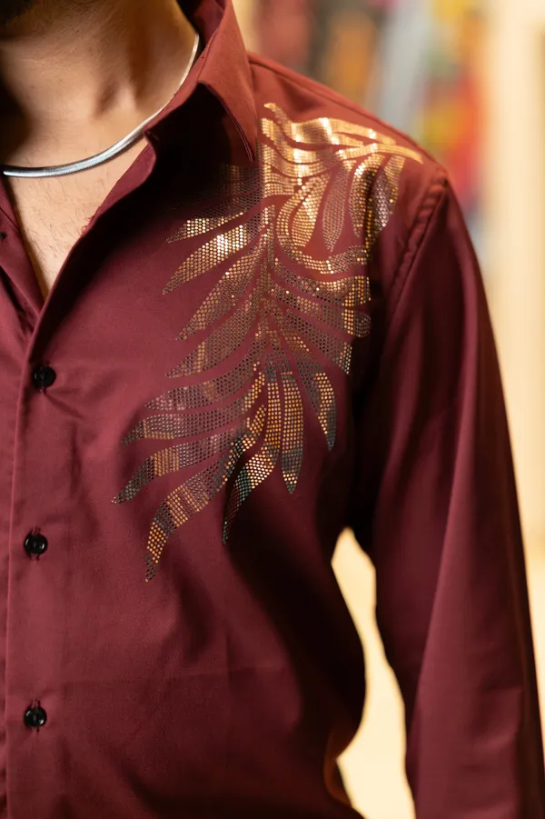 Oslo_Brick_Red_Cotton_Printed_Shirt_For_Men