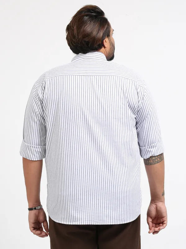 Gandia_Pale_Grey_Cotton_Plus_Size_Striped_Shirt_For_Men