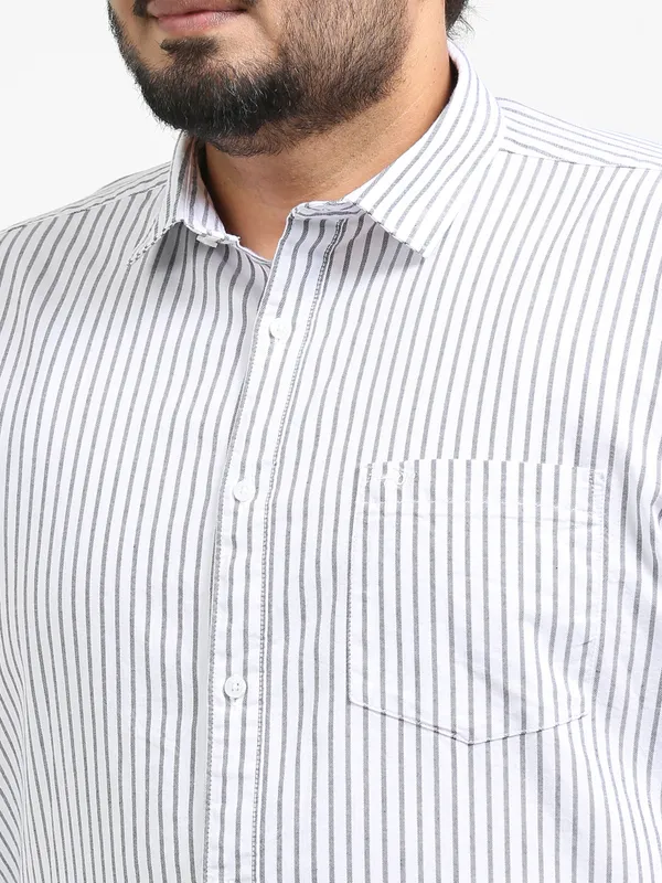 Gandia_Pale_Grey_Cotton_Plus_Size_Striped_Shirt_For_Men