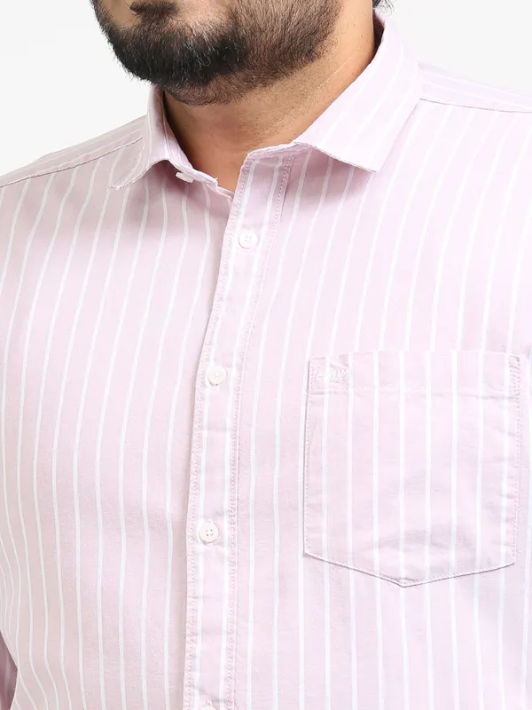 Gandia_Pink_Cotton_Plus_Size_Striped_Shirt_For_Men