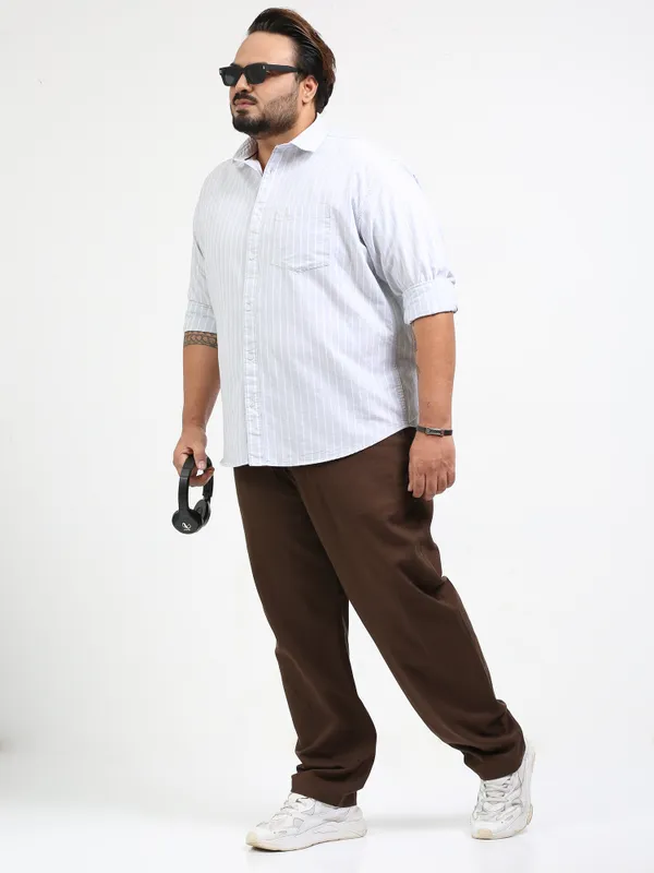 Gandia_Pale_Slate_Cotton_Plus_Size_Striped_Shirt_For_Men