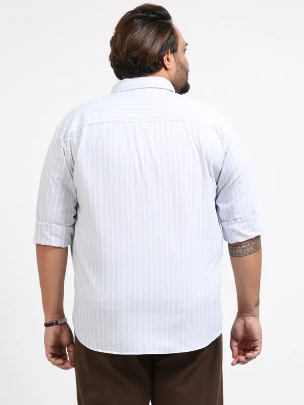 Gandia_Pale_Slate_Cotton_Plus_Size_Striped_Shirt_For_Men