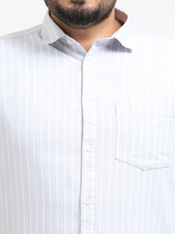 Gandia_Pale_Slate_Cotton_Plus_Size_Striped_Shirt_For_Men