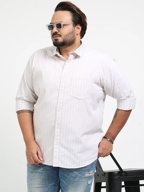 Gandia_Pink_Swan_Cotton_Plus_Size_Striped_Shirt_For_Men