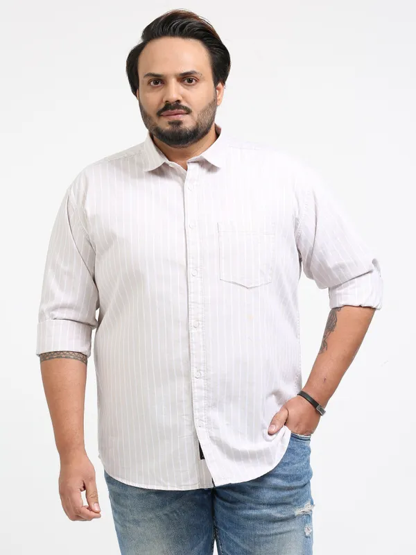 Gandia_Pink_Swan_Cotton_Plus_Size_Striped_Shirt_For_Men