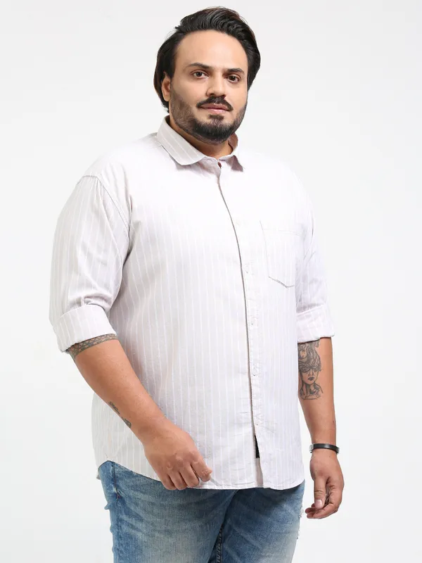 Gandia_Pink_Swan_Cotton_Plus_Size_Striped_Shirt_For_Men
