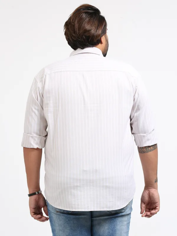 Gandia_Pink_Swan_Cotton_Plus_Size_Striped_Shirt_For_Men