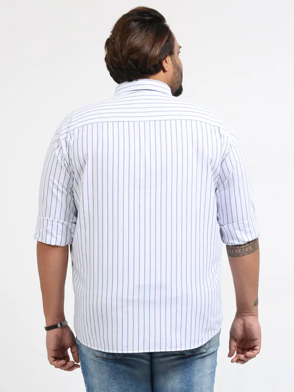 Gandia_Alice_Blue_Cotton_Plus_Size_Striped_Shirt_For_Men