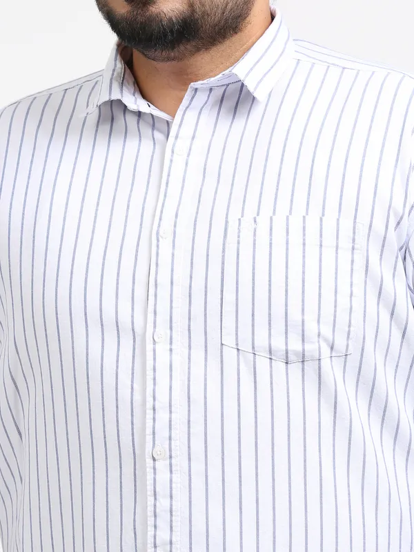 Gandia_Alice_Blue_Cotton_Plus_Size_Striped_Shirt_For_Men