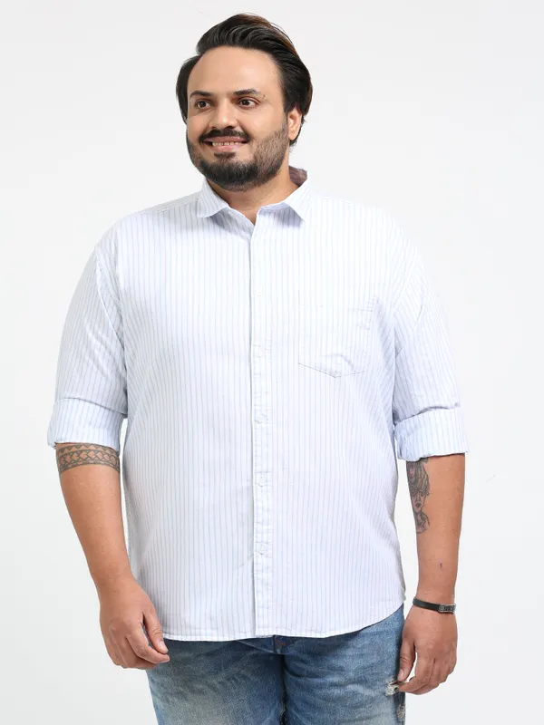 Gandia_Link_Water_Cotton_Plus_Size_Striped_Shirt_For_Men