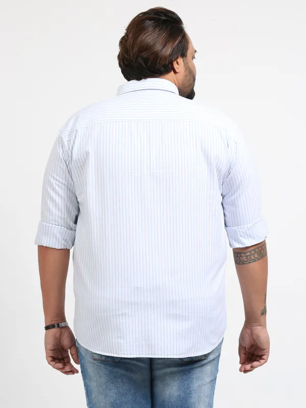 Gandia_Link_Water_Cotton_Plus_Size_Striped_Shirt_For_Men