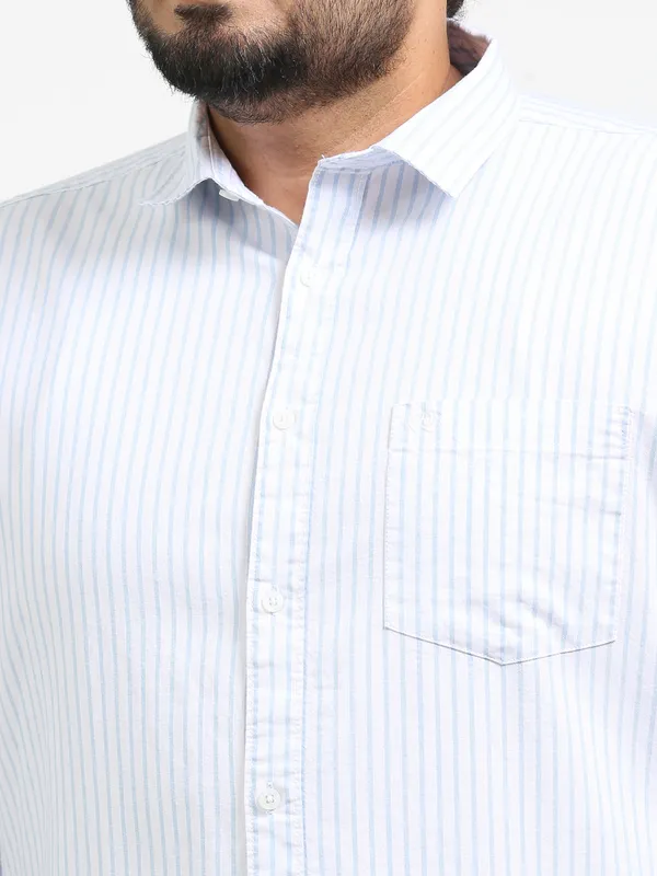 Gandia_Link_Water_Cotton_Plus_Size_Striped_Shirt_For_Men