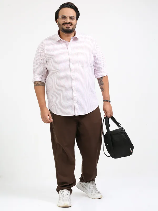Gandia_Cotton_Plus_Size_Striped_Shirt_For_Men