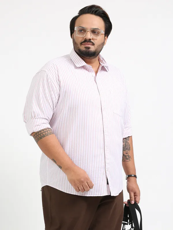 Gandia_Cotton_Plus_Size_Striped_Shirt_For_Men