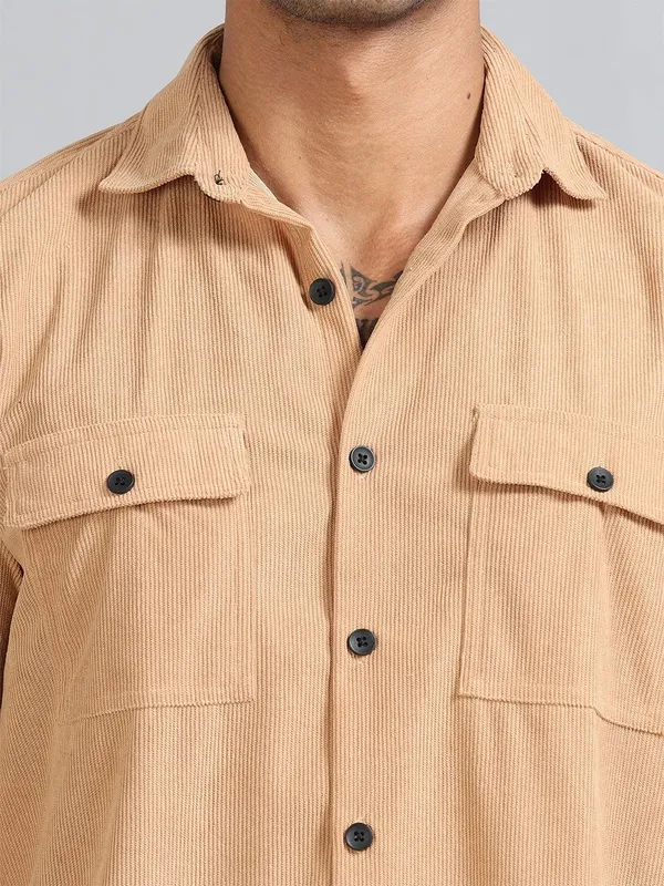 Basel_Peach_Brandy_Corduroy_Double_Pocket_Shirt_For_Men