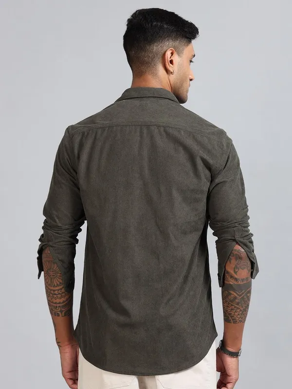 Basel_Fuscous_Grey_Corduroy_Double_Pocket_Shirt_For_Men