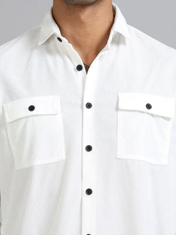 Basel_White_Corduroy_Double_Pocket_Shirt_For_Men