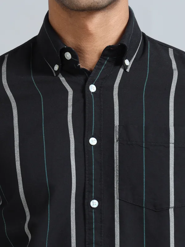 Gandia_Dark_Navy_Cotton_Plus_Size_Striped_Shirt_For_Men