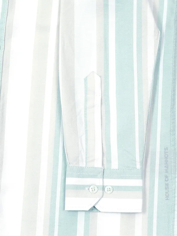 Gandia_Aqua_Blue_Cotton_Plus_Size_Striped_Shirt_For_Men