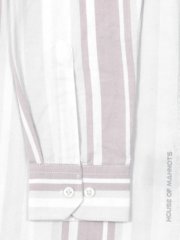 Gandia_White_&_Pink_Cotton_Plus_Size_Striped_Shirt_For_Men