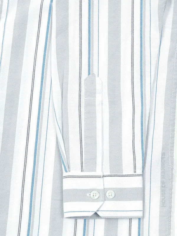 Gandia_White_&_Blue_Cotton_Plus_Size_Striped_Shirt_For_Men
