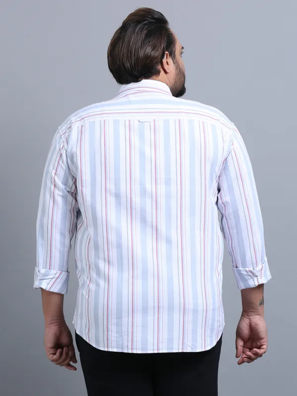 Gandia_Pale_Blue_Lily_Cotton_Plus_Size_Striped_Shirt_For_Men