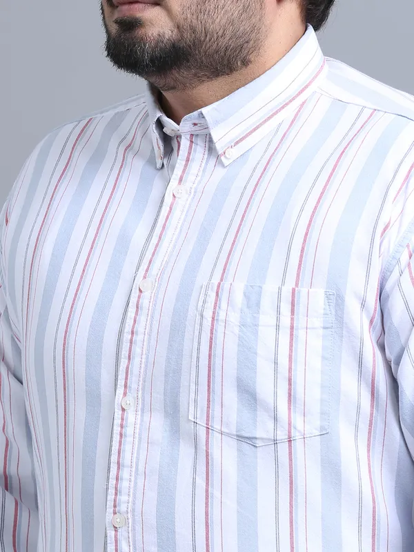 Gandia_Pale_Blue_Lily_Cotton_Plus_Size_Striped_Shirt_For_Men