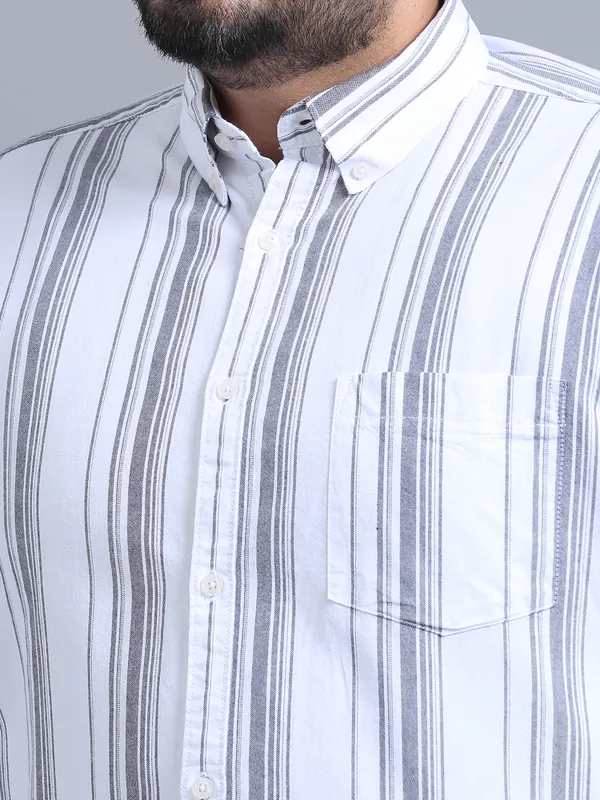 Gandia_Alice_Blue_Cotton_Plus_Size_Striped_Shirt_For_Men