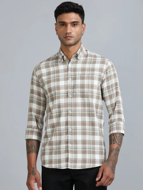 Galway_Light_Brown_Cotton_Checkered_Shirt_For_Men