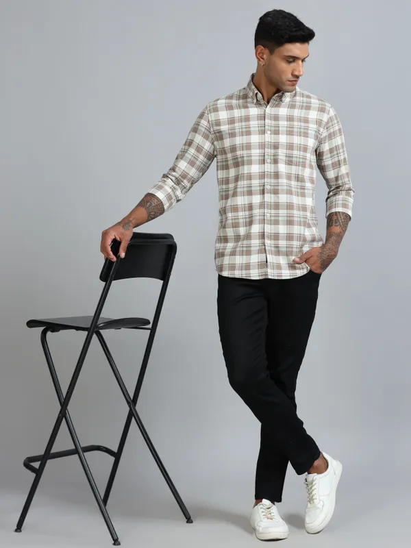 Galway_Light_Brown_Cotton_Checkered_Shirt_For_Men