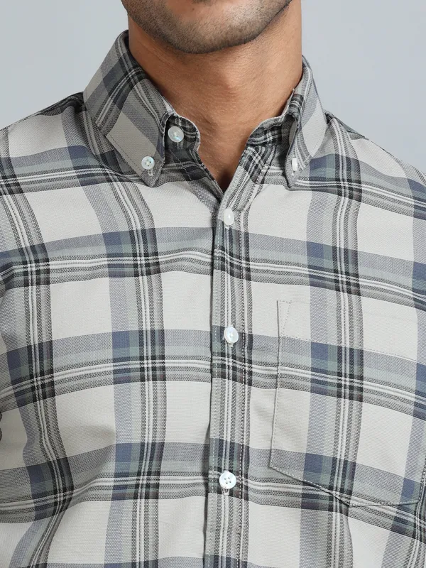 Galway_Oyster_Cotton_Checkered_Shirt_For_Men