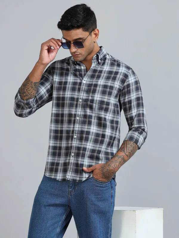 Galway_Blue_&_Purple_Cotton_Checkered_Shirt_For_Men