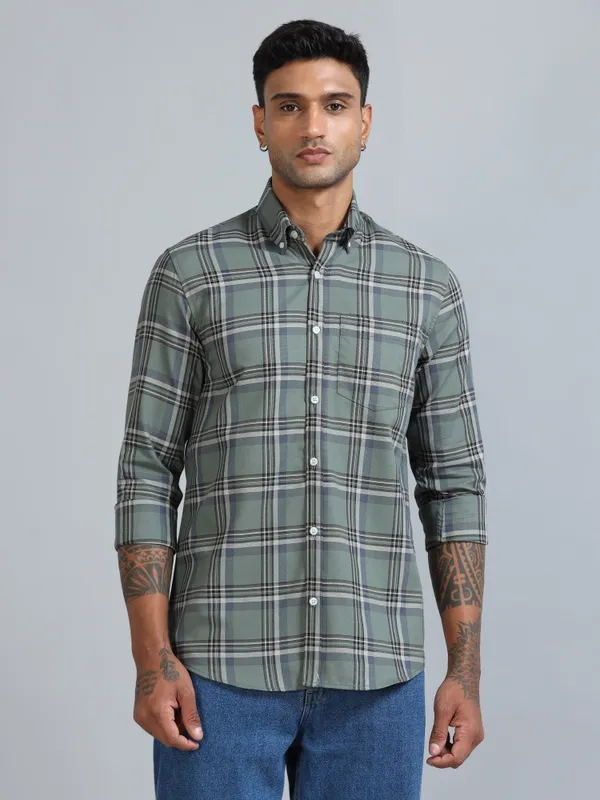 Galway_Dark_Grey_Cotton_Checkered_Shirt_For_Men