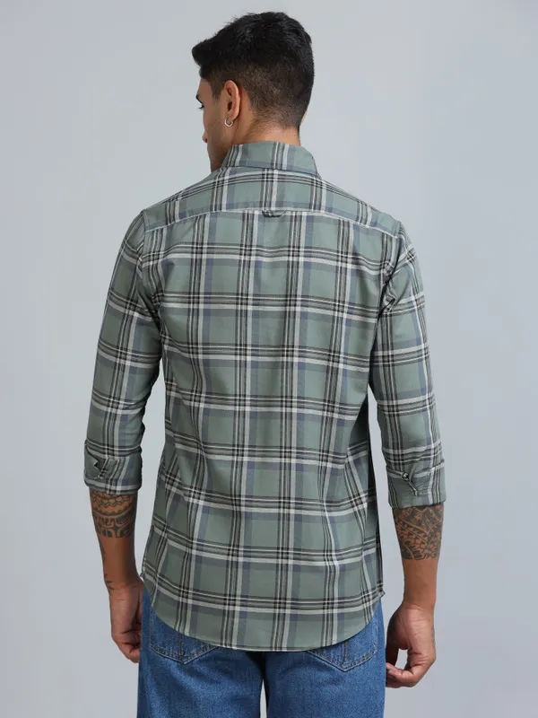 Galway_Dark_Grey_Cotton_Checkered_Shirt_For_Men