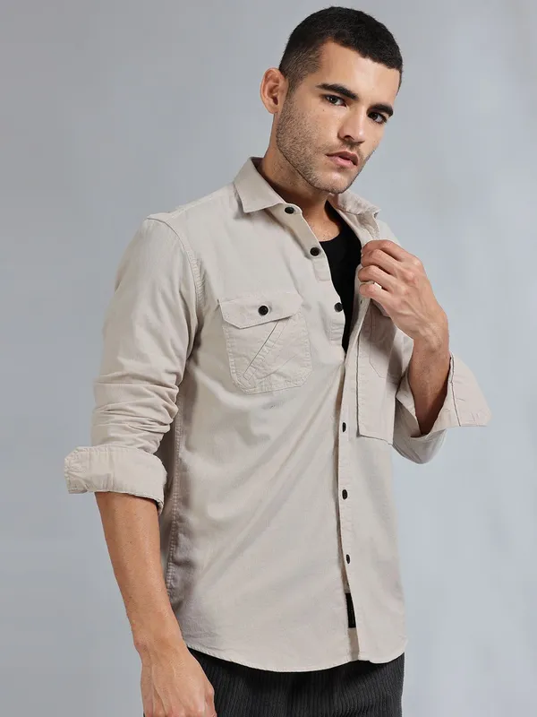 Cordoba_Pale_Silver_Cotton_Corduroy_Shirt_For_Men
