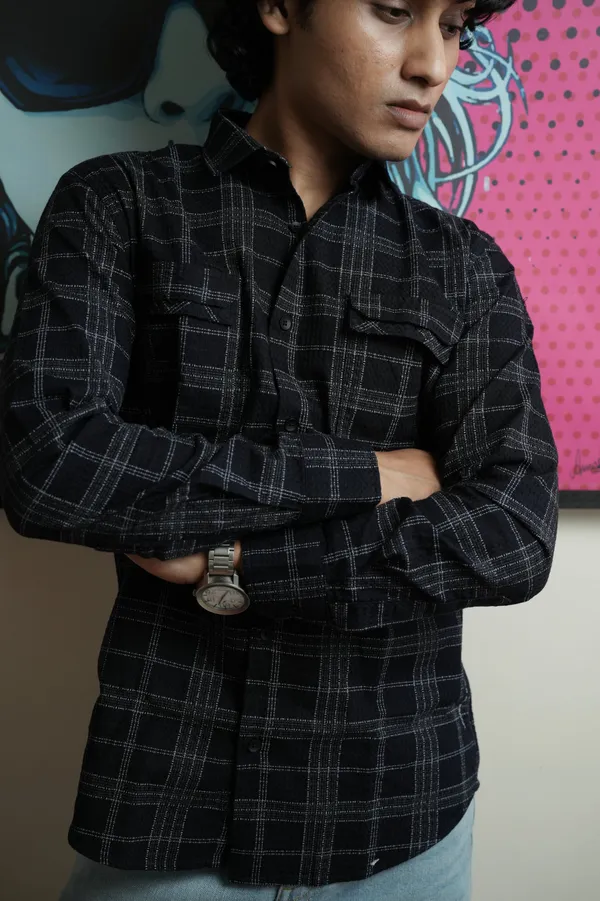 Estonia_Black_Cotton_Checkered_Shirt_For_Men