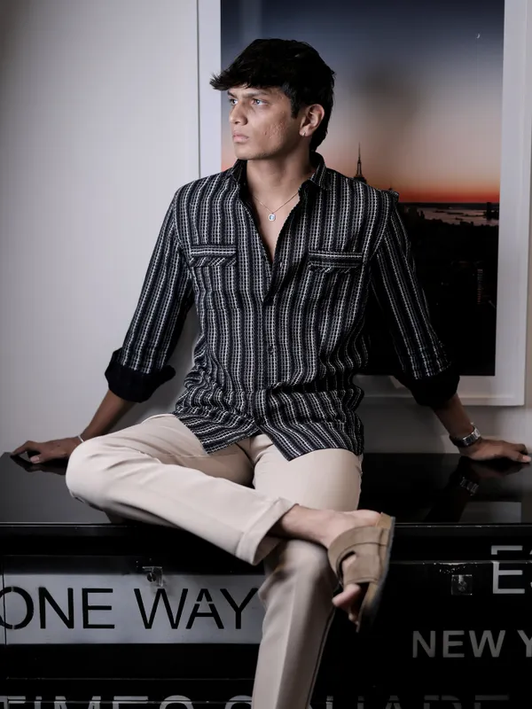 Estonia_Black_Cotton_Striped_Shirt_For_Men