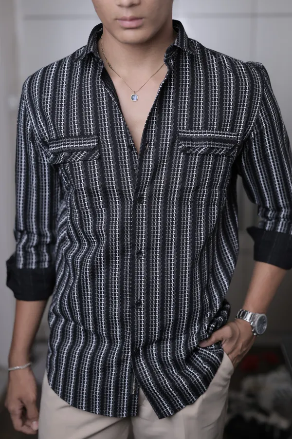 Estonia_Black_Cotton_Striped_Shirt_For_Men