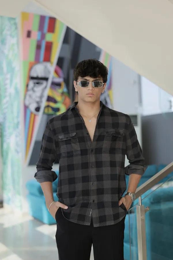 Iceland_Charcoal_Black_Cotton_Checkered_Shirt_For_Men