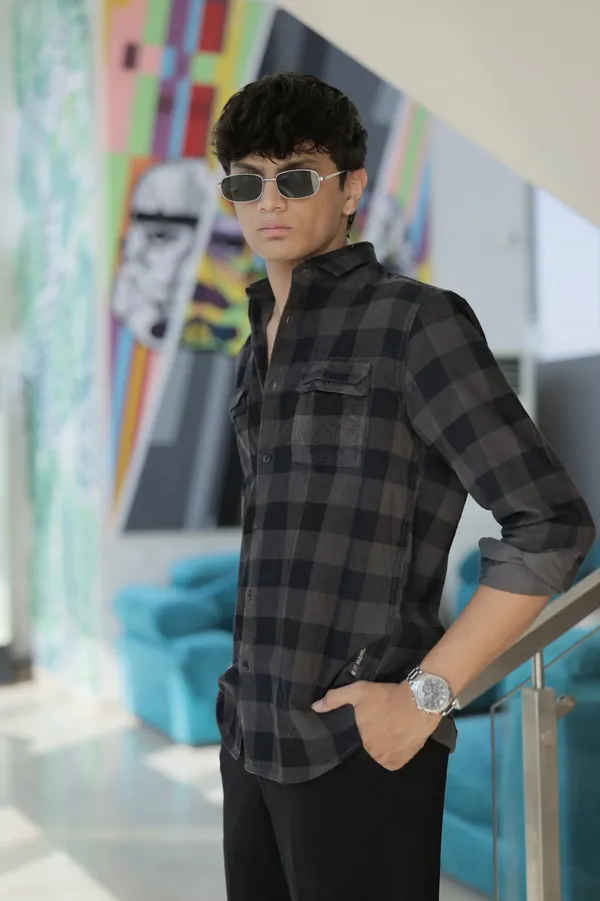 Iceland_Charcoal_Black_Cotton_Checkered_Shirt_For_Men
