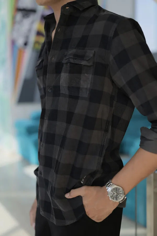 Iceland_Charcoal_Black_Cotton_Checkered_Shirt_For_Men