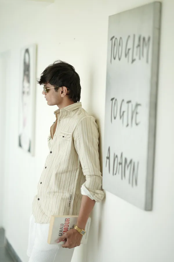 Mongolia_Yellow_Cotton_Striped_Shirt_For_Men