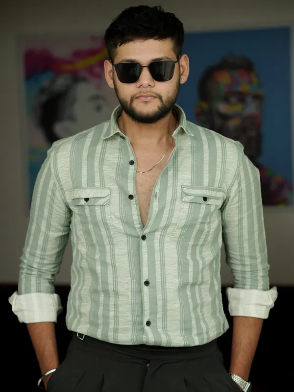 Mongolia_Dark_Grey_Cotton_Striped_Shirt_For_Men