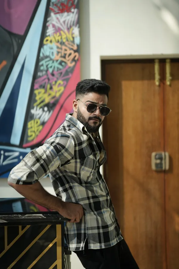 Finland_Beige_And_Black_Cotton_Checkered_Shirt_For_Men